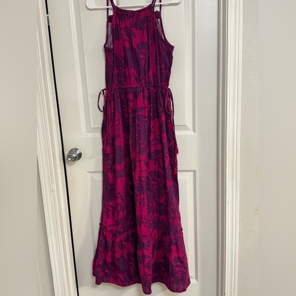 Anthropologie Saturday Sunday Magenta Purple Floral Maxi Dress 100% Cotton SizeS - Picture 6 of 9